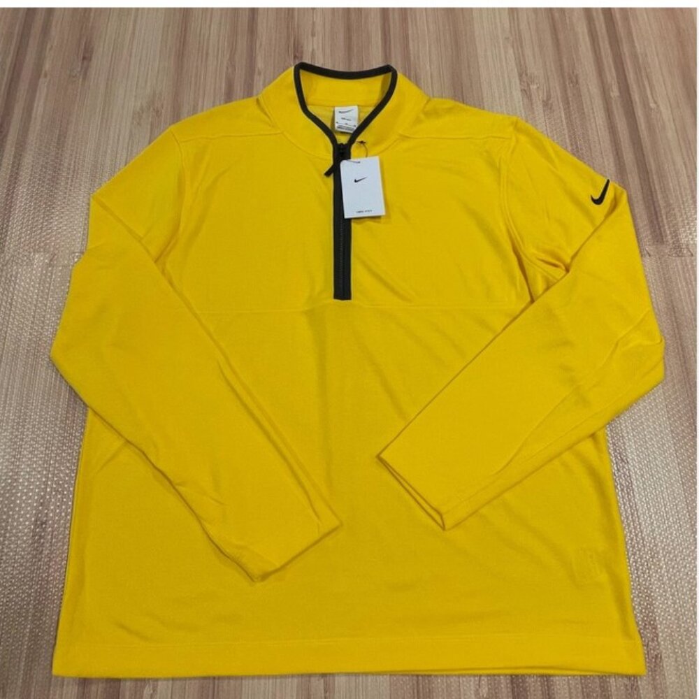 New Nike Dri-Fit Victory 1/2 Zip L/S Yellow Amarillo Men's L GM2143
